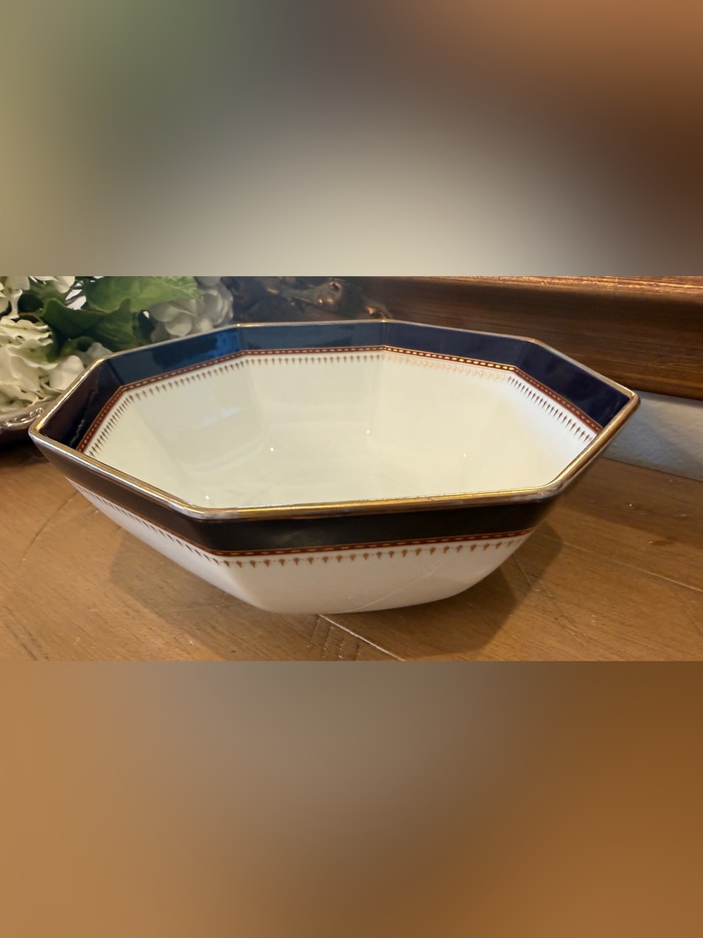 Fitz & Floyd Starburst Cobalt Inglaze 9 1/8โ Octagonal Vegetable Bowl Japan